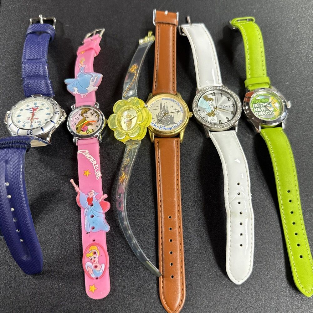 Vintage Disney Watch Lot Of 6 - Princess, Pooh, Fairies, Disney World